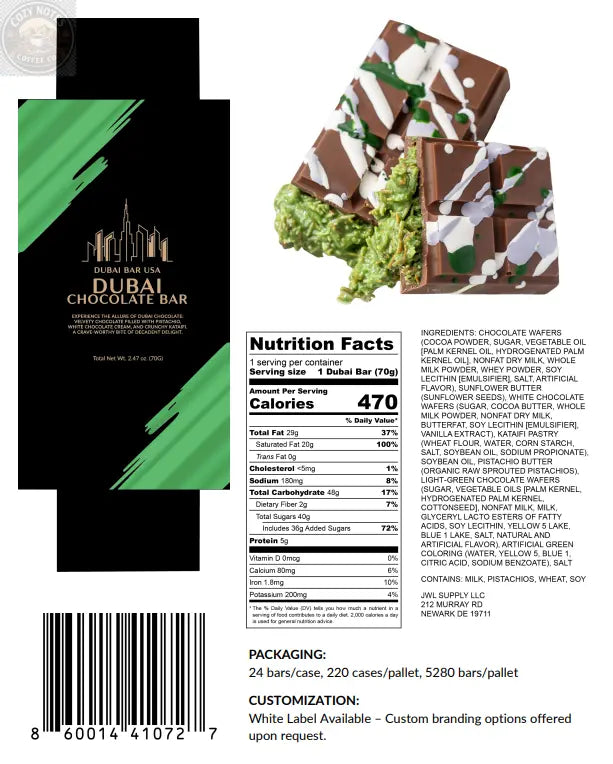 Dubai Chocolate Bar - Pistachio Dubai Bars USA