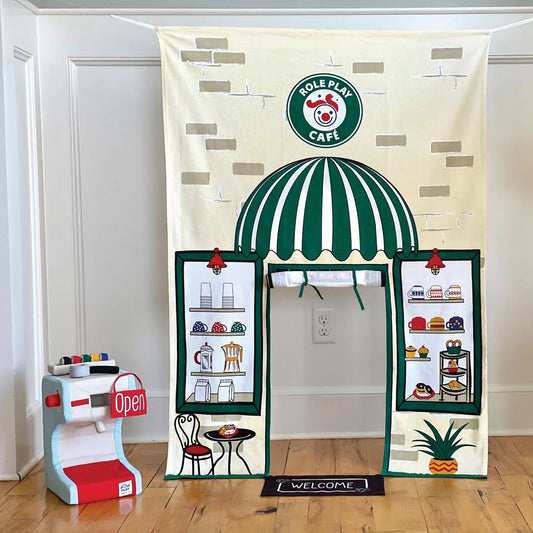 Café Doorway Storefront with Coffee making machine Role Play Kids
