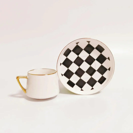 Checkered Espresso Cups - Set of 6 Tea + Linen