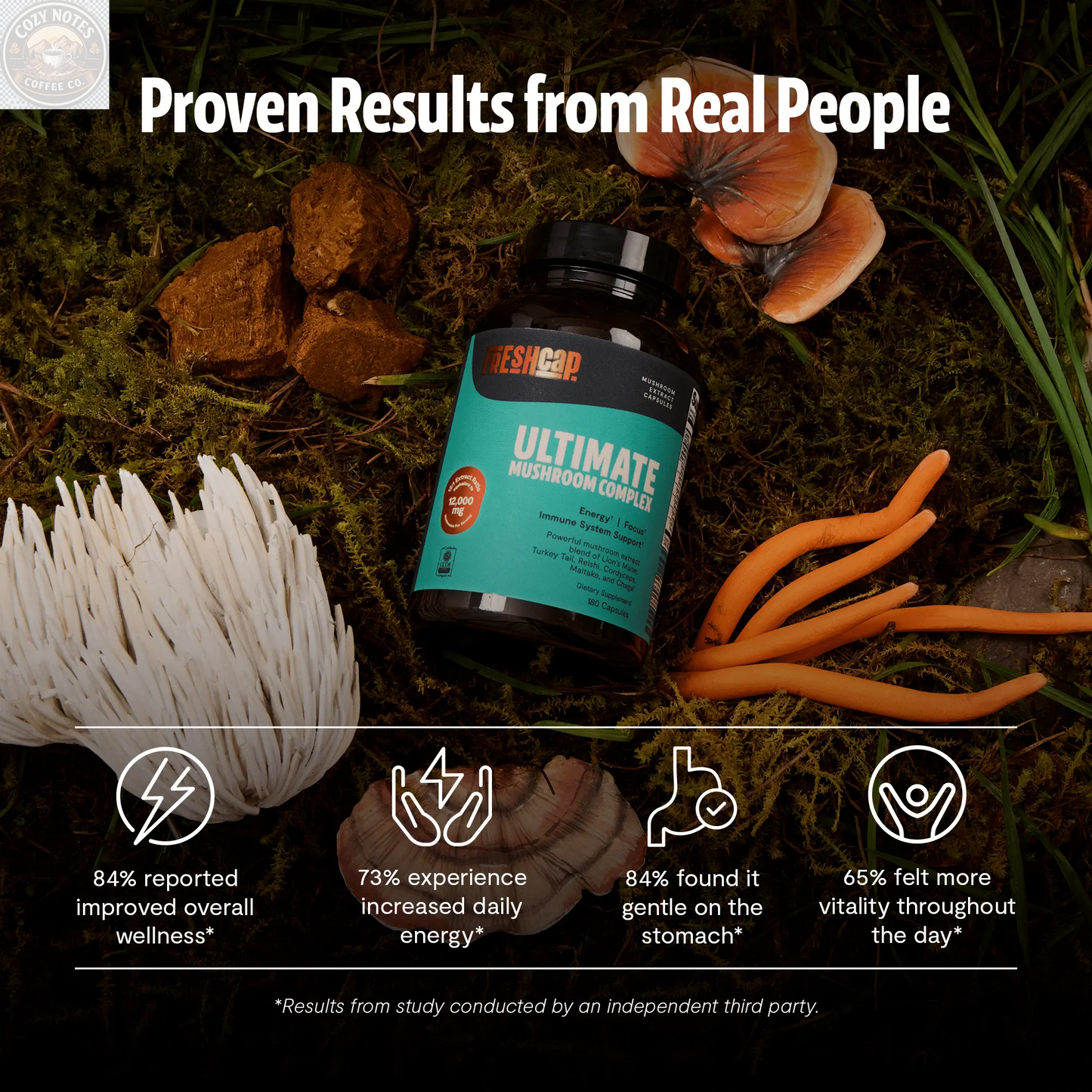 Organic Mushroom Complex Supplement Capsules FreshCap Mushrooms