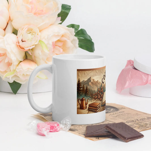 White Cozy Coffee Glossy Mug Cozy Notes Coffee Co
