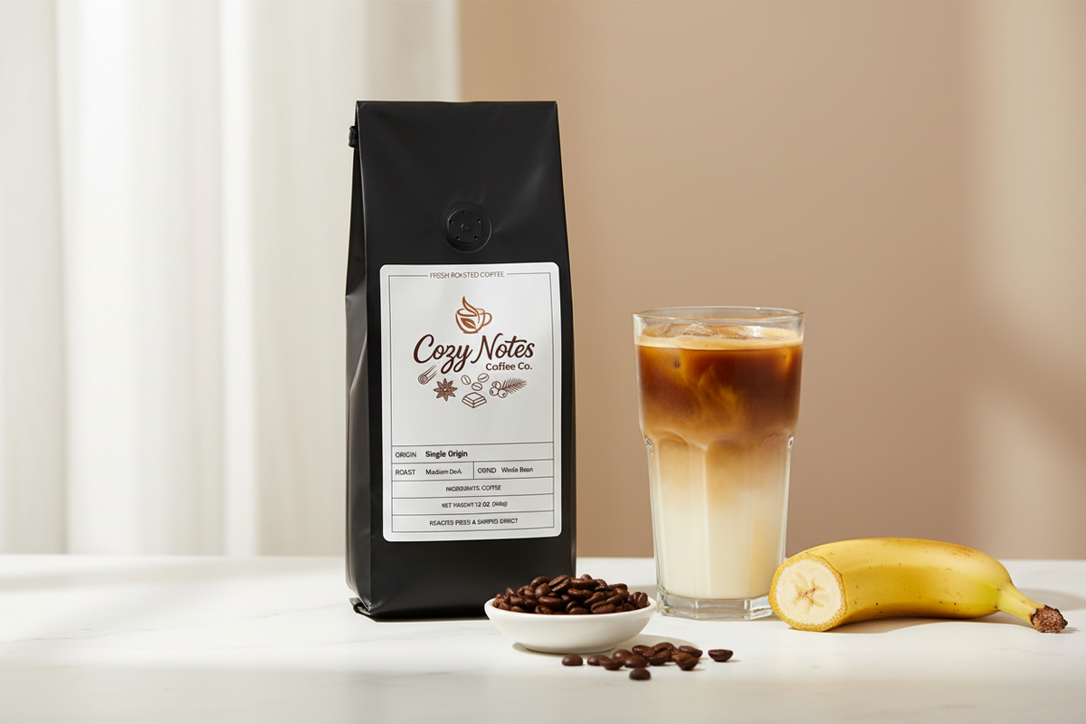 Banana Coffee Hero — Cozy Notes Coffee Co.