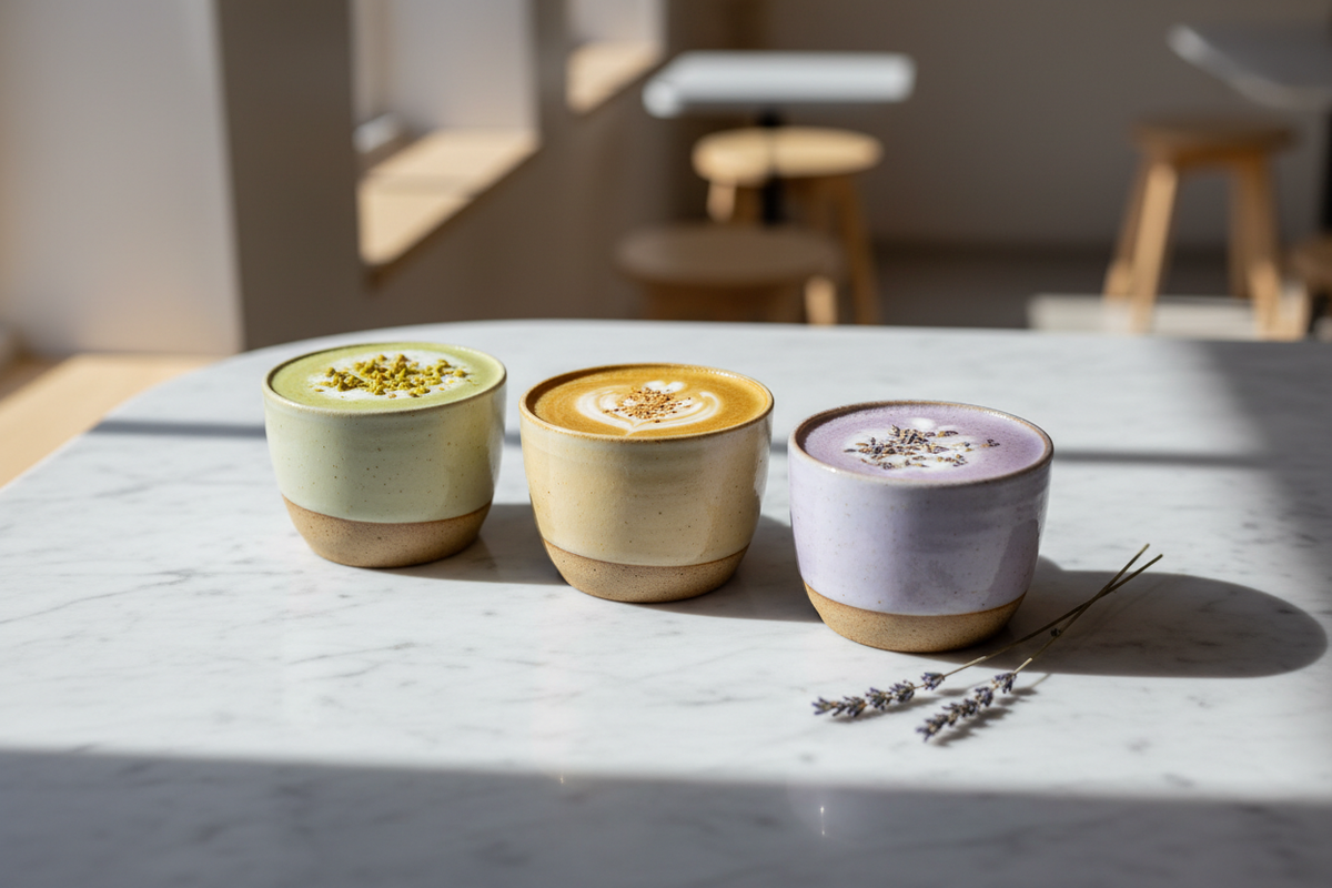 Pistachio, Miso & Floral Lattes