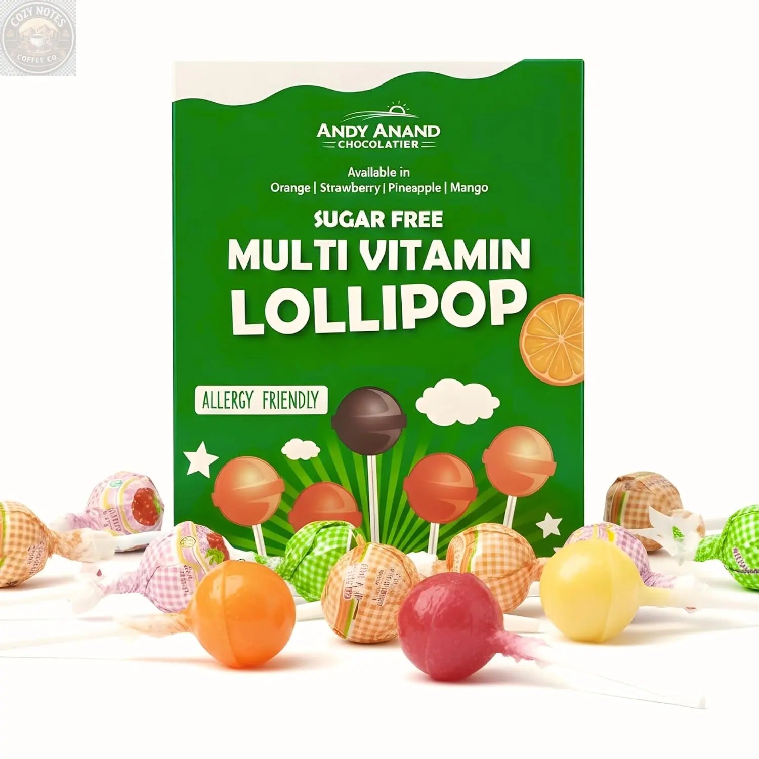 Andy Anand Sugar-Free Lollipops, 29 ct, 8.8 oz – Natural Fruit Flavors, Keto, Vegan, Gluten-Free & Dye-Free, Birthday & Holiday Gift Box Andyanand