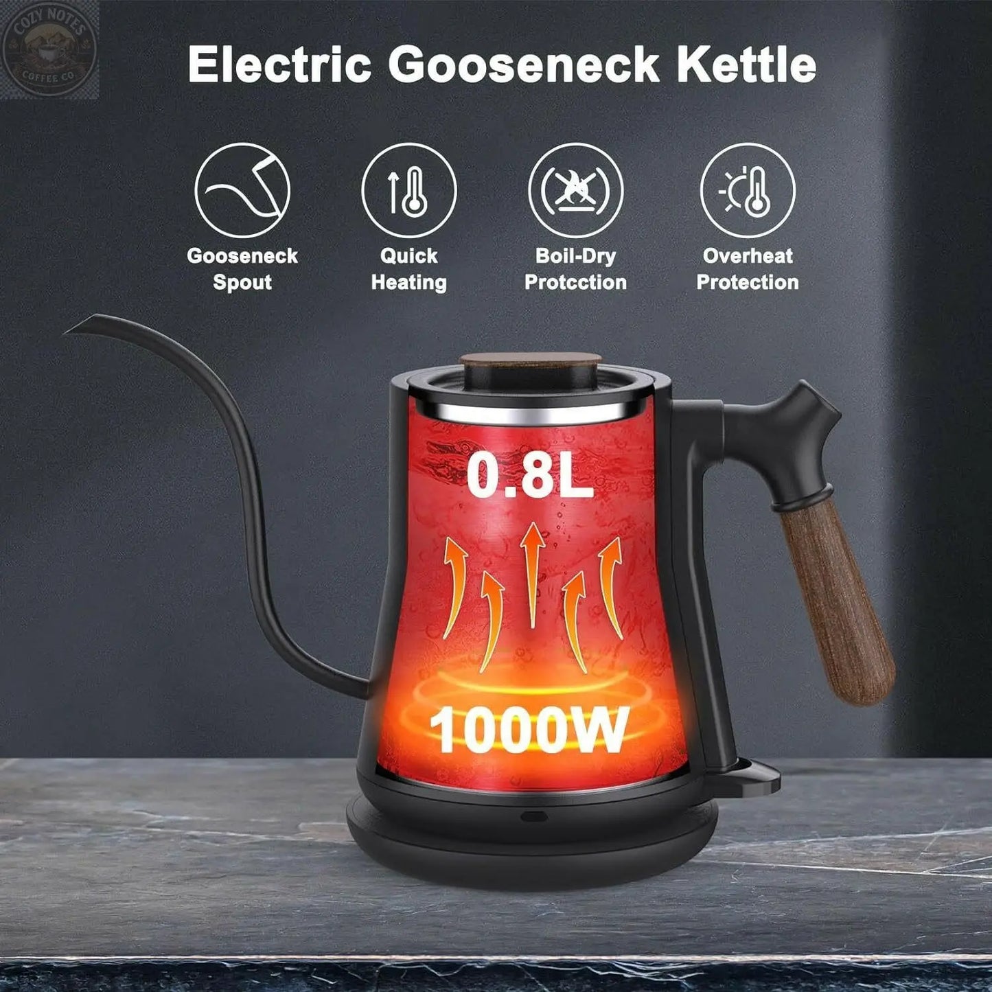 Gooseneck Electric Kettle,Stainless Steel Inner, Leak Proof ,Rapid Heating, Auto Shutoff Café Nairobi