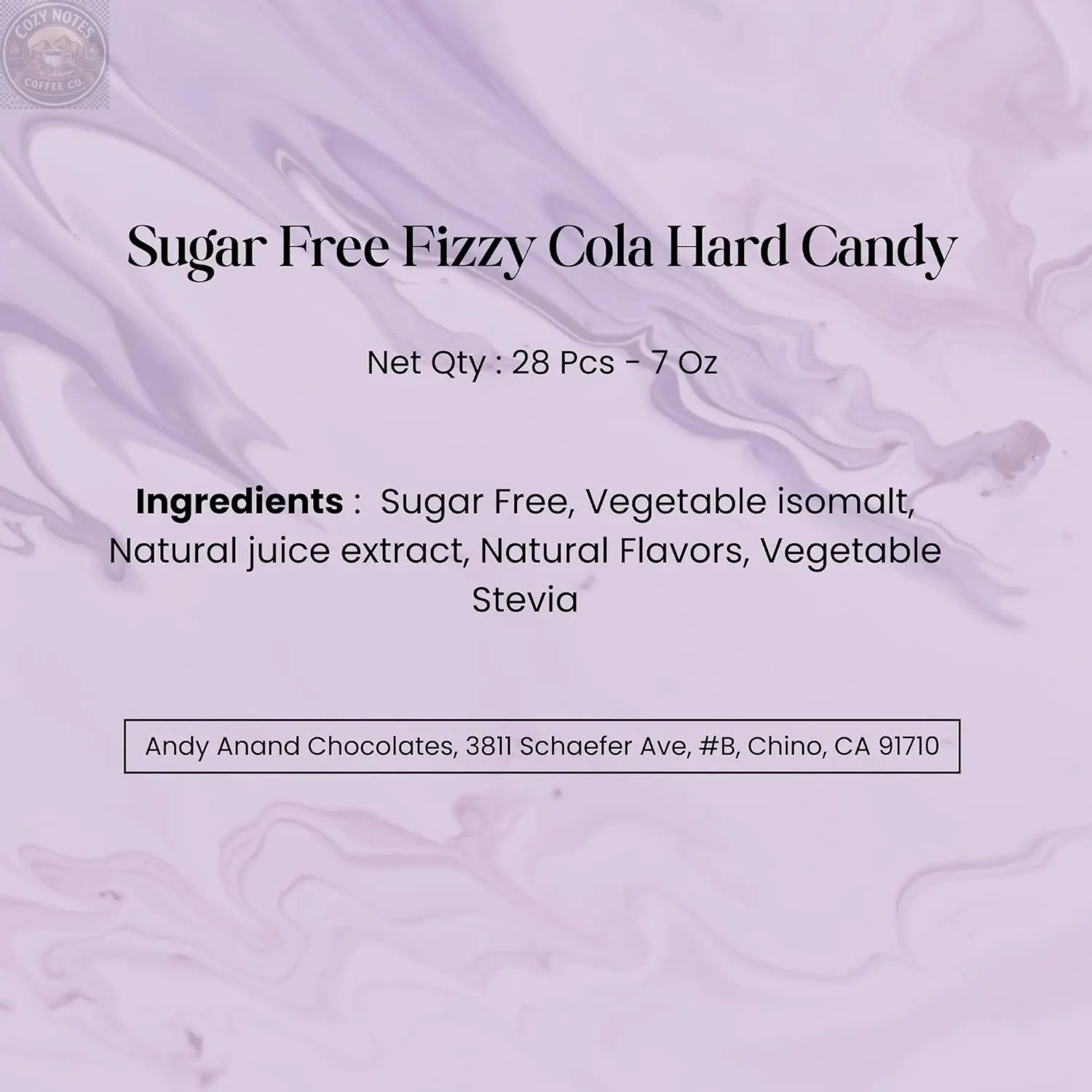 Andy Anand Sugar-Free Fizzy Cola Hard Candy, 28 pc, 7 oz – Copper-Kettle Boiled, Keto & Diabetic-Friendly, Gluten-Free Gourmet Gift Box Andyanand