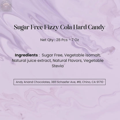 Andy Anand Sugar-Free Fizzy Cola Hard Candy, 28 pc, 7 oz – Copper-Kettle Boiled, Keto & Diabetic-Friendly, Gluten-Free Gourmet Gift Box