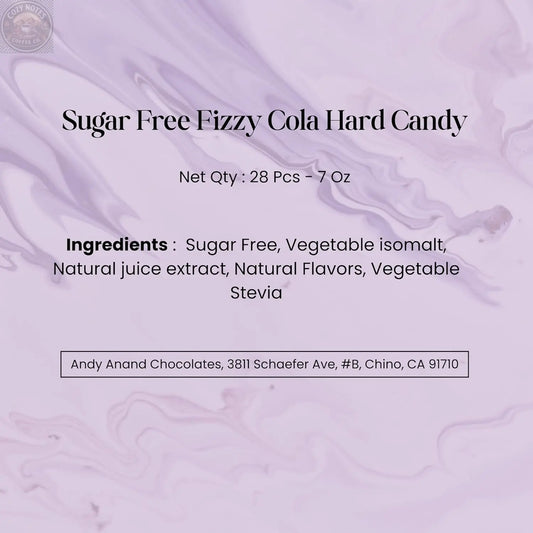 Andy Anand Sugar-Free Fizzy Cola Hard Candy, 28 pc, 7 oz – Copper-Kettle Boiled, Keto & Diabetic-Friendly, Gluten-Free Gourmet Gift Box Andyanand