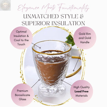 Hammered Double Wall Glass Coffee Cups Sister.ly Drinkware