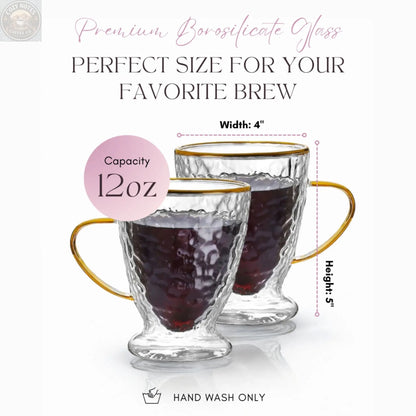 Hammered Double Wall Glass Coffee Cups Sister.ly Drinkware