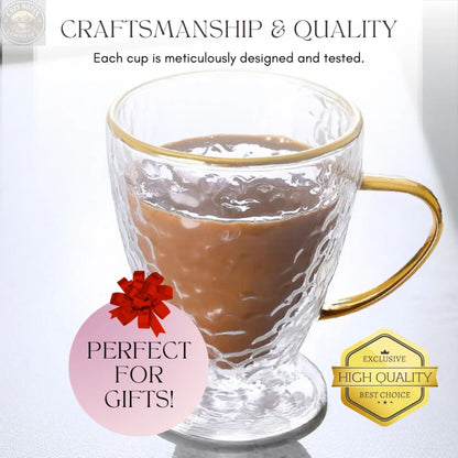 Hammered Double Wall Glass Coffee Cups Sister.ly Drinkware