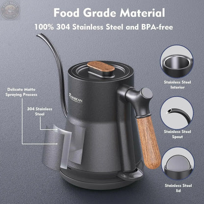 Gooseneck Electric Kettle,Stainless Steel Inner, Leak Proof ,Rapid Heating, Auto Shutoff Café Nairobi