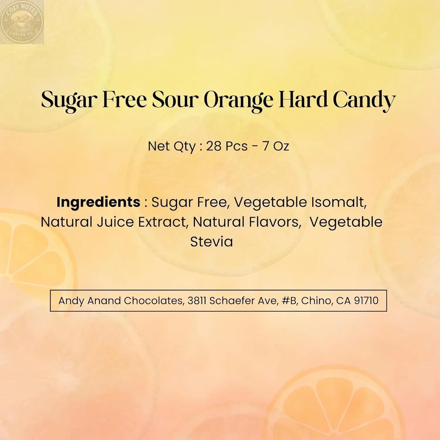 Andy Anand Sugar-Free Sour Orange Hard Candy, 28 pc, 7 oz – Copper-Kettle Boiled, Keto & Diabetic-Friendly, Gluten-Free Gourmet Gift Box Andyanand