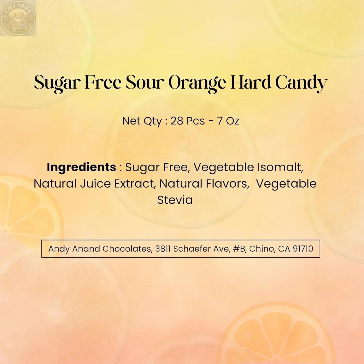 Andy Anand Sugar-Free Sour Orange Hard Candy, 28 pc, 7 oz – Copper-Kettle Boiled, Keto & Diabetic-Friendly, Gluten-Free Gourmet Gift Box Andyanand