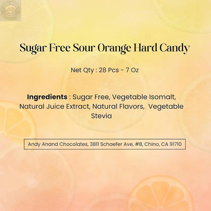 Andy Anand Sugar-Free Sour Orange Hard Candy, 28 pc, 7 oz – Copper-Kettle Boiled, Keto & Diabetic-Friendly, Gluten-Free Gourmet Gift Box Andyanand