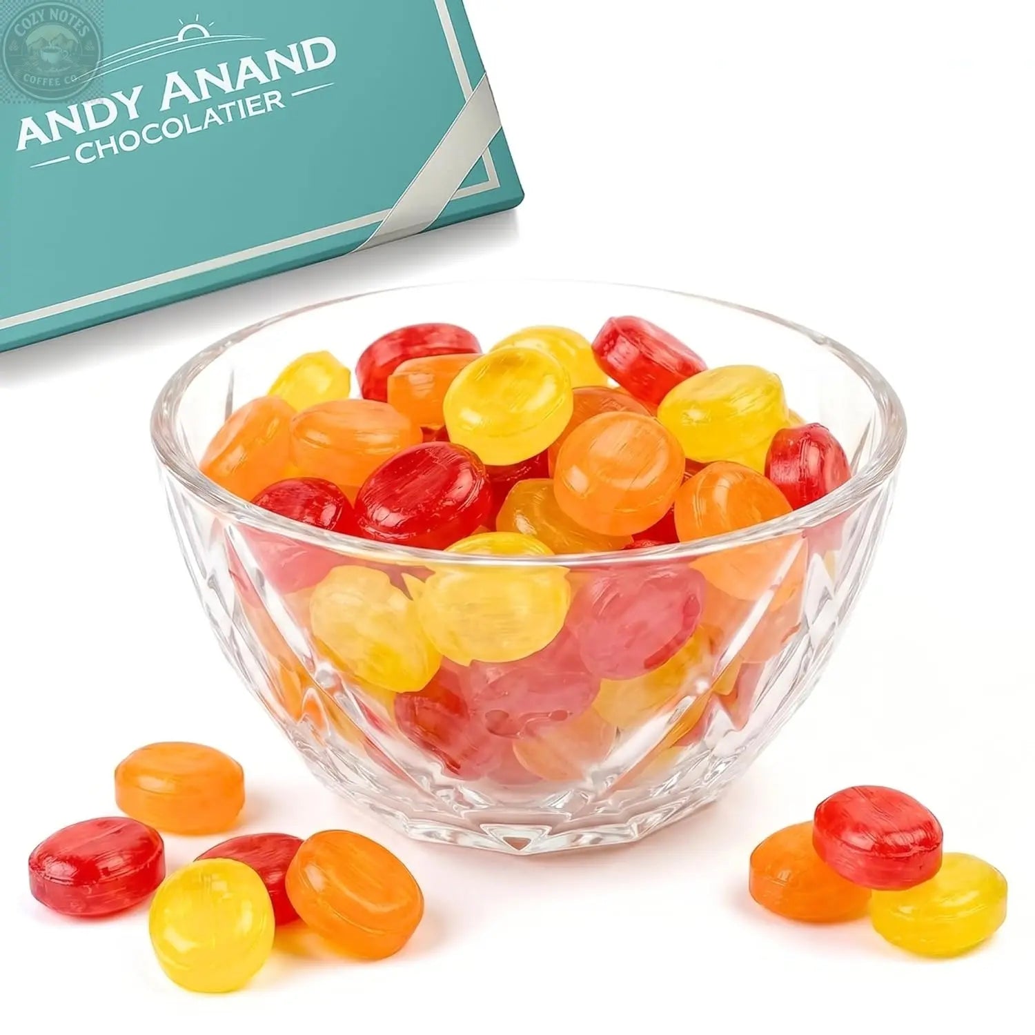 Andy Anand Sugar-Free Tropical Fruit Hard Candy with Vitamin C, 40 ct, 7 oz – Low-Calorie, Keto, Gluten-Free, Diabetic-Friendly Gift Box Andyanand