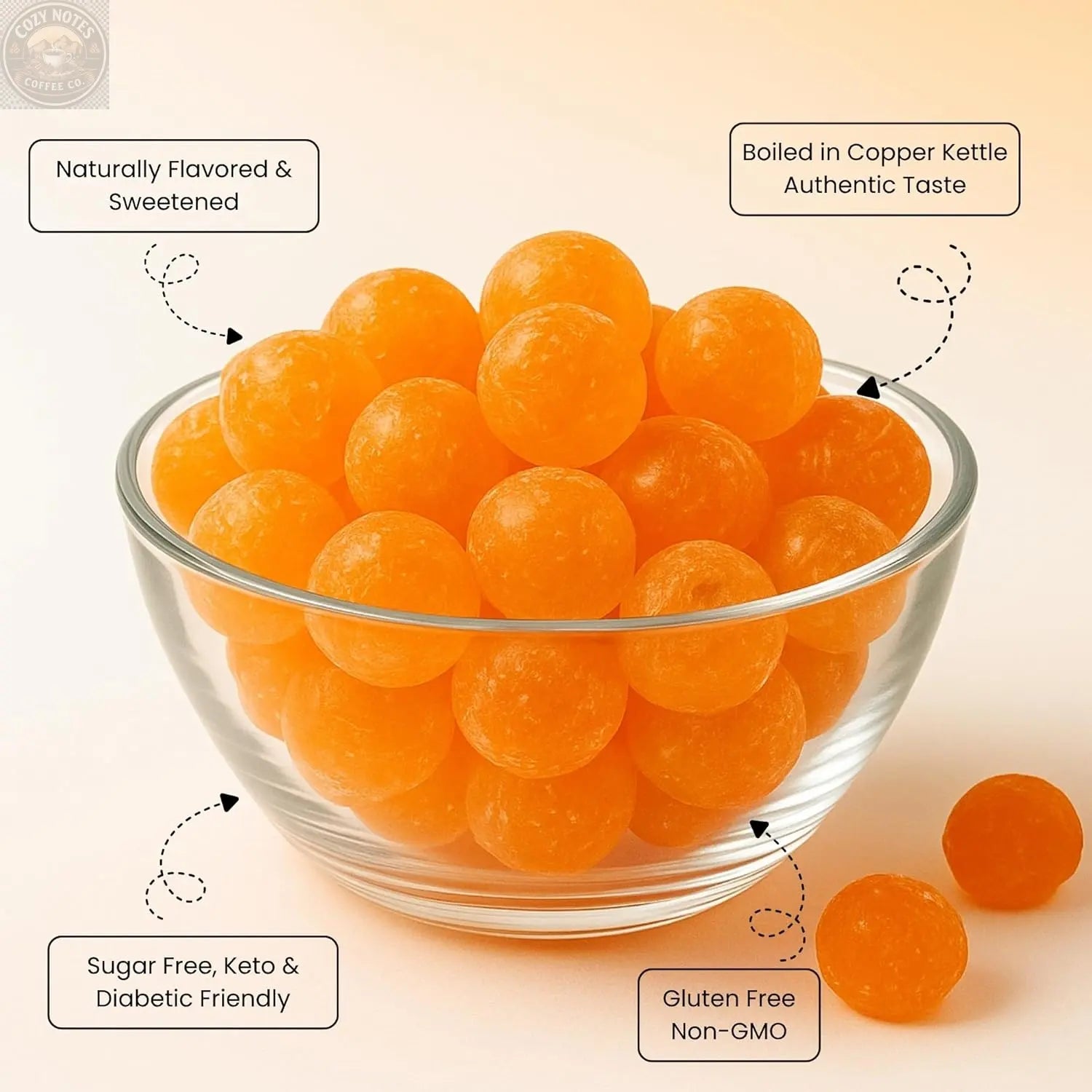 Andy Anand Sugar-Free Sour Orange Hard Candy, 28 pc, 7 oz – Copper-Kettle Boiled, Keto & Diabetic-Friendly, Gluten-Free Gourmet Gift Box Andyanand