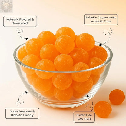 Andy Anand Sugar-Free Sour Orange Hard Candy, 28 pc, 7 oz – Copper-Kettle Boiled, Keto & Diabetic-Friendly, Gluten-Free Gourmet Gift Box Andyanand