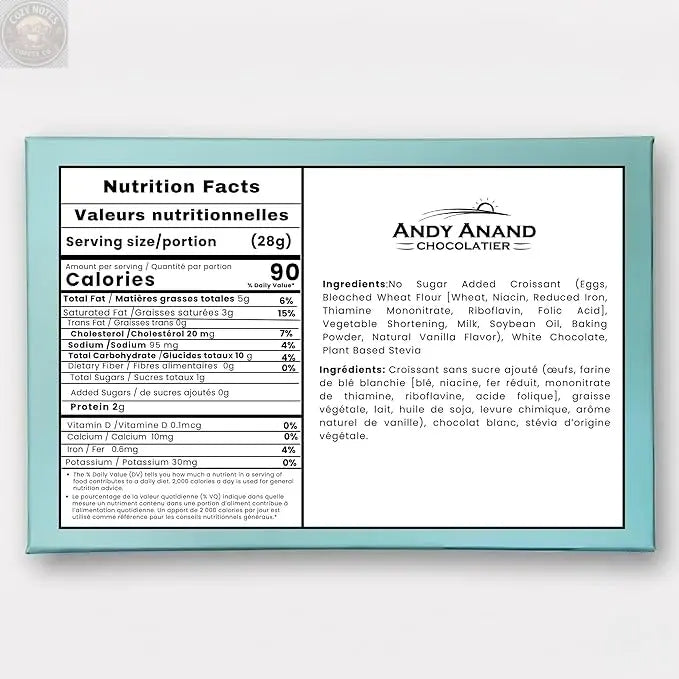 Andy Anand Sugar-Free White Chocolate Pistachio Croissant Cake, 10 pc, 2 lb – Keto & Diabetic-Friendly, Hand-Rolled Birthday Gift Box Andyanand