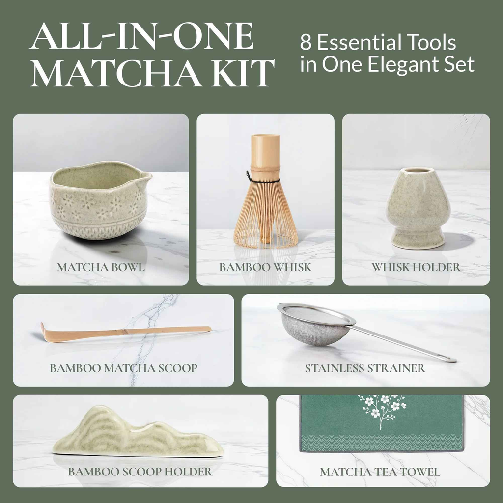 Matcha Whisk Set — Bamboo Chasen + Ceramic Chawan Gift Set