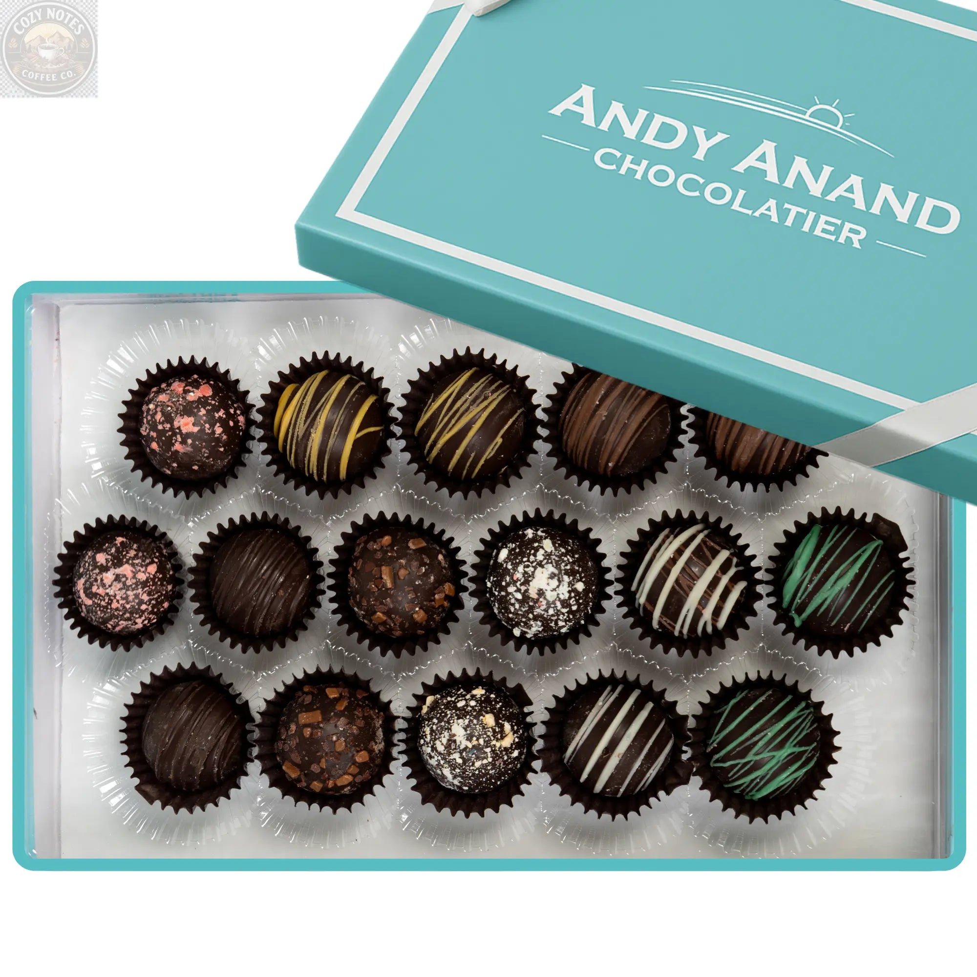 Andy Anand Gluten-Free Belgian Dark Chocolate Truffles, 16 pc, 8 oz – Champagne, Rum, Amaretto & Black Forest, Birthday & Holiday Gift Andyanand