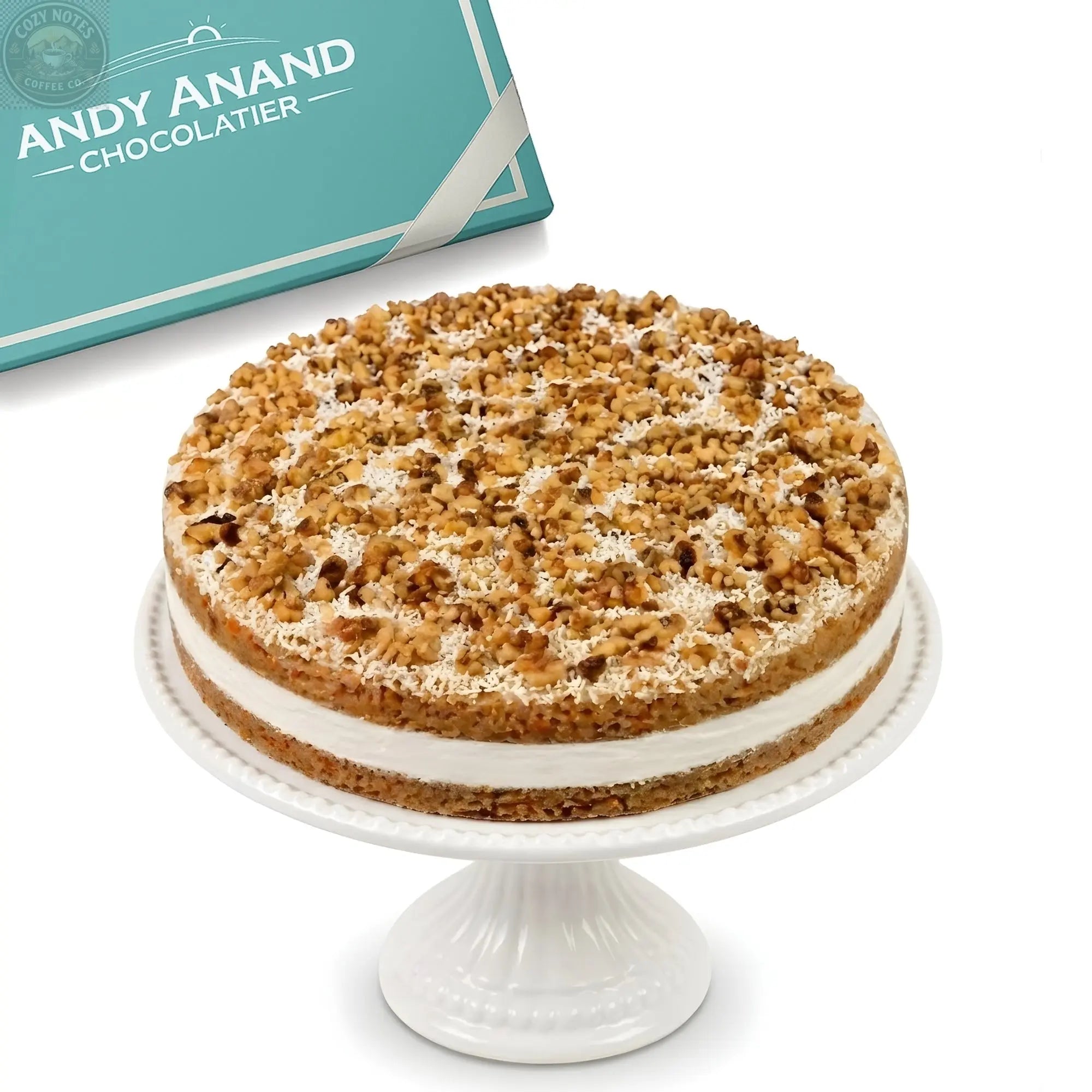 Andy Anand Gluten-Free Carrot Cake, 3 lb – Fresh-Grated Carrots, Walnuts, Cinnamon & Cream Cheese Frosting, No Preservatives Gift Box Andyanand