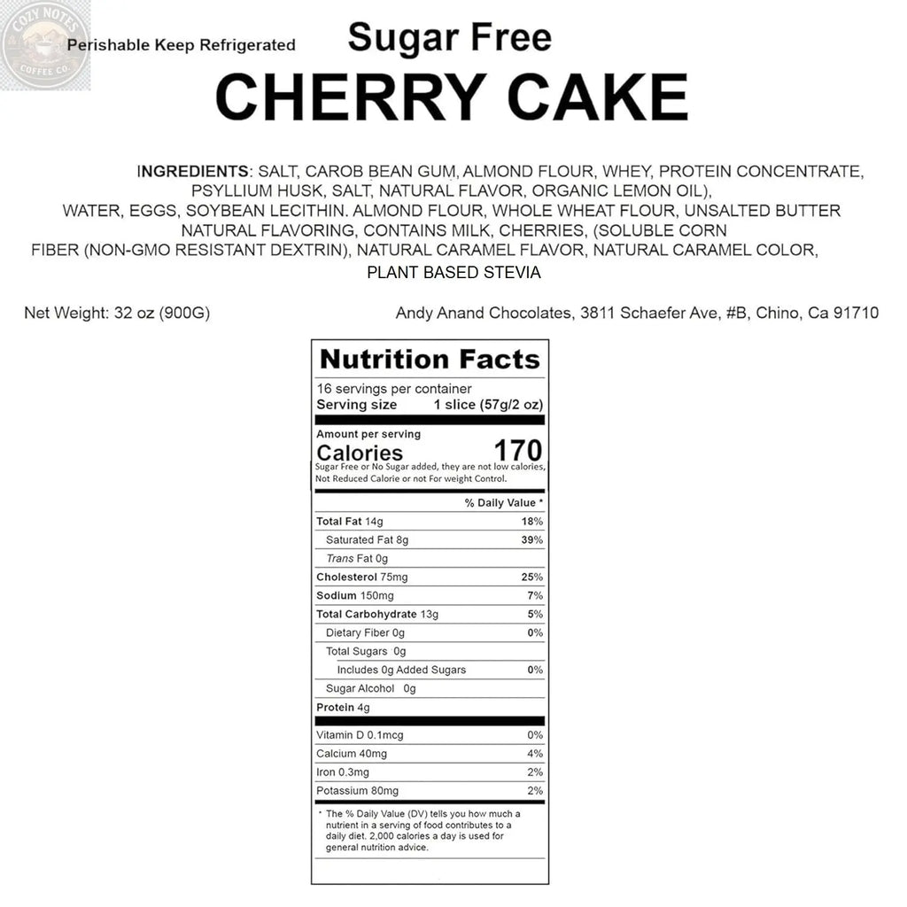 Andy Anand Sugar-Free Dunked Cherry Cake, 9-Inch, 2.9 lb – Keto & Diabetic-Friendly, Cherry Juice Soaked, No Preservatives Birthday Gift Andyanand