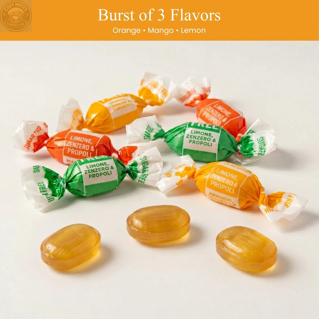 Andy Anand Sugar-Free Ginger Candy, 55 pc, 7 oz – Orange, Mango & Lemon Flavors, Made in Italy, Imported Keto & Diabetic-Friendly Gift Box Andyanand