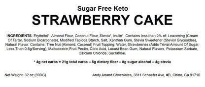 Andy Anand Sugar-Free Keto Chocolate Strawberry Layer Cake, 9-Inch, 2 lb – Diabetic-Friendly, Low-Carb, Birthday & Celebration Gift Box
