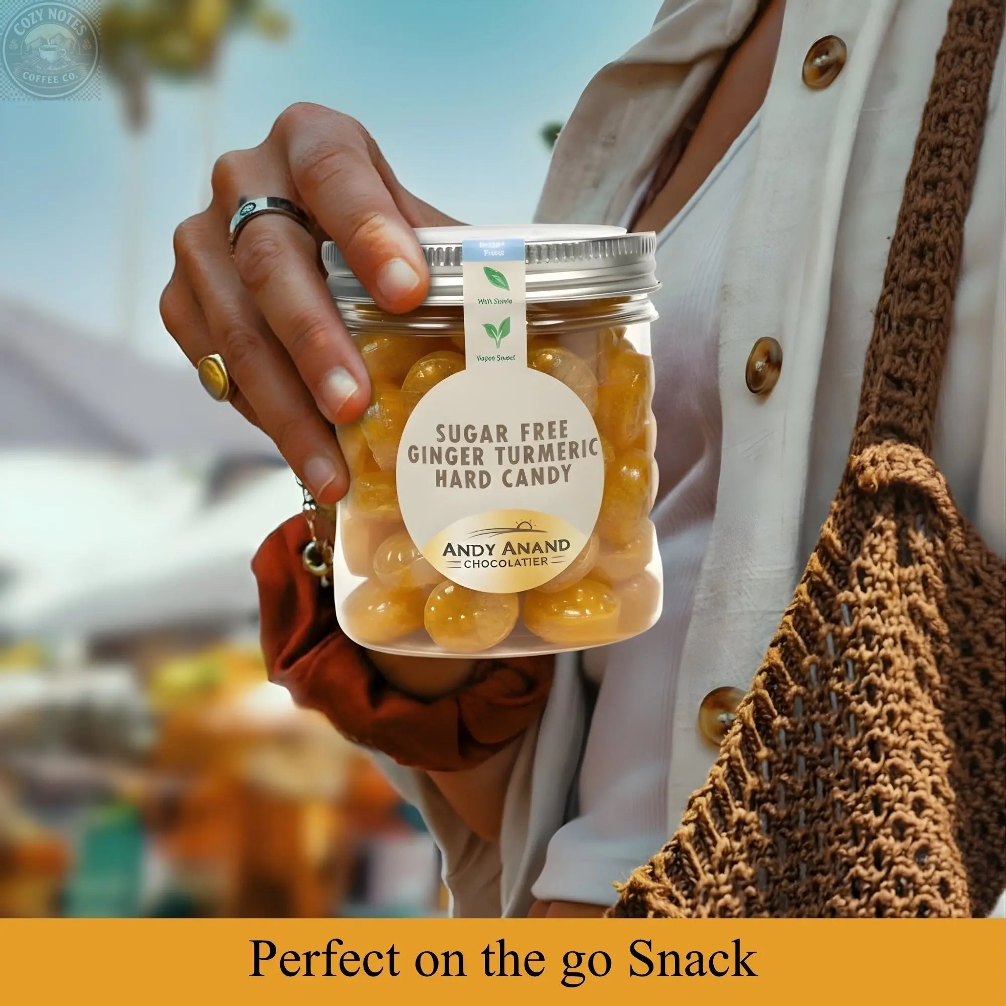 Andy Anand Sugar-Free European Ginger Turmeric Hard Candy, 50 pc, 7 oz – Vegan, Keto, Low-Calorie, Diabetic-Friendly Gourmet Gift Box Andyanand