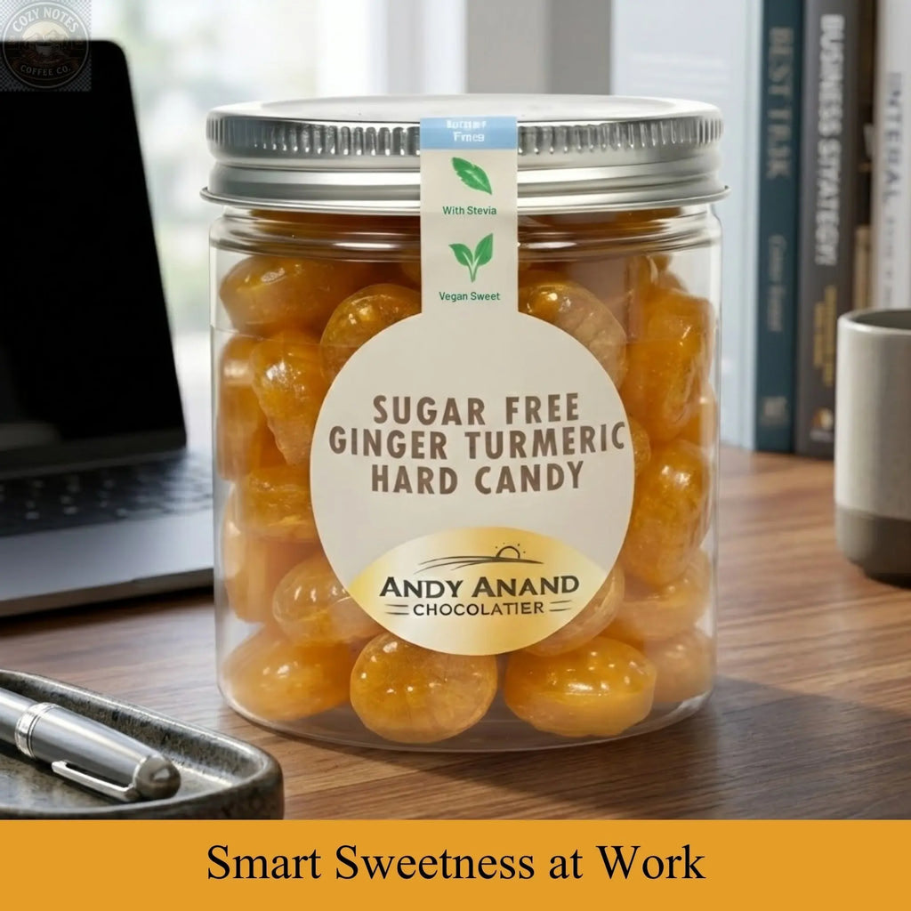 Andy Anand Sugar-Free European Ginger Turmeric Hard Candy, 50 pc, 7 oz – Vegan, Keto, Low-Calorie, Diabetic-Friendly Gourmet Gift Box Andyanand