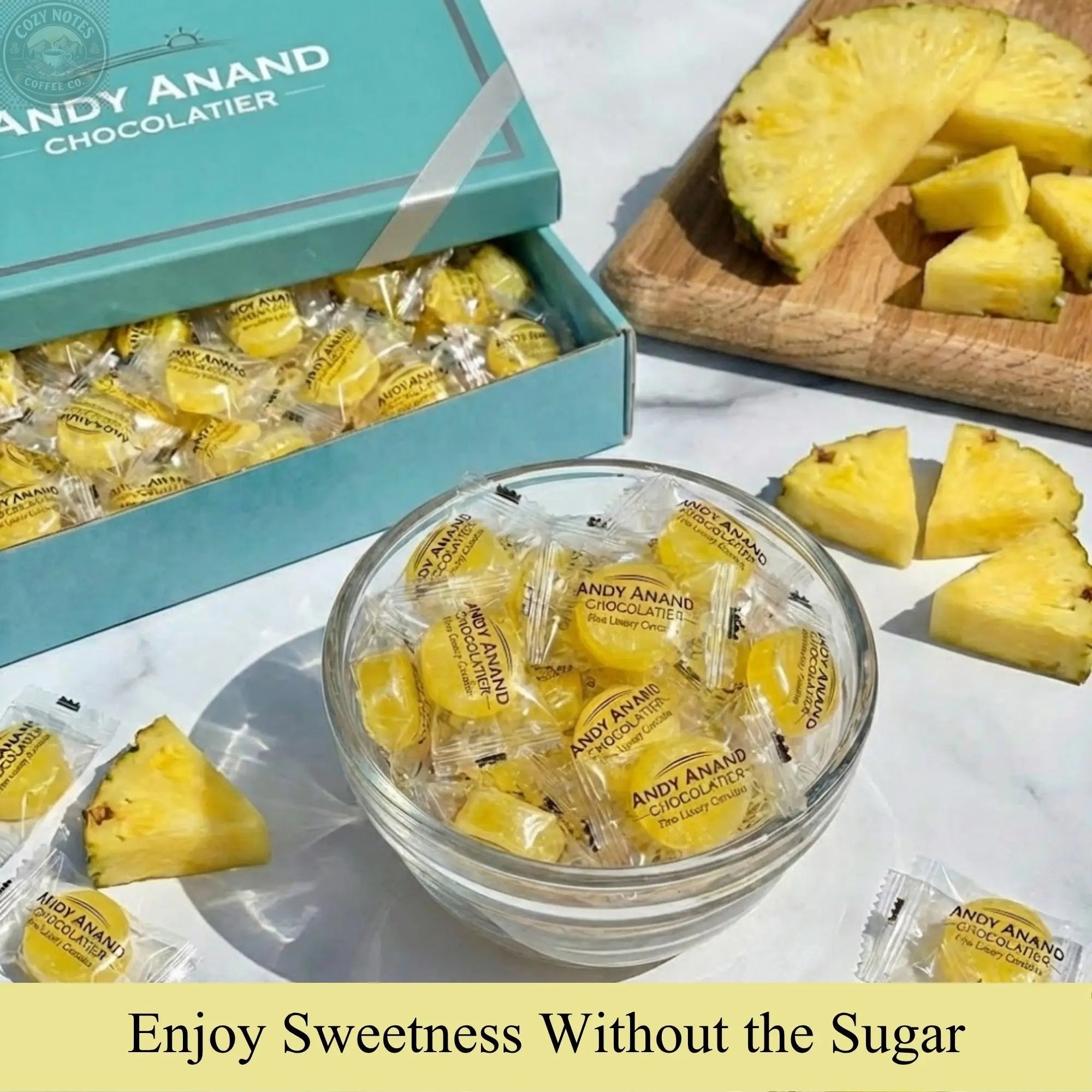 Andy Anand Sugar-Free Pineapple Hard Candy, 7 oz – European Imported, Stevia Sweetened, Keto & Diabetic-Friendly Gourmet Snack Gift Box Andyanand