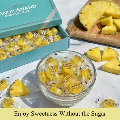 Andy Anand Sugar-Free Pineapple Hard Candy, 7 oz – European Imported, Stevia Sweetened, Keto & Diabetic-Friendly Gourmet Snack Gift Box