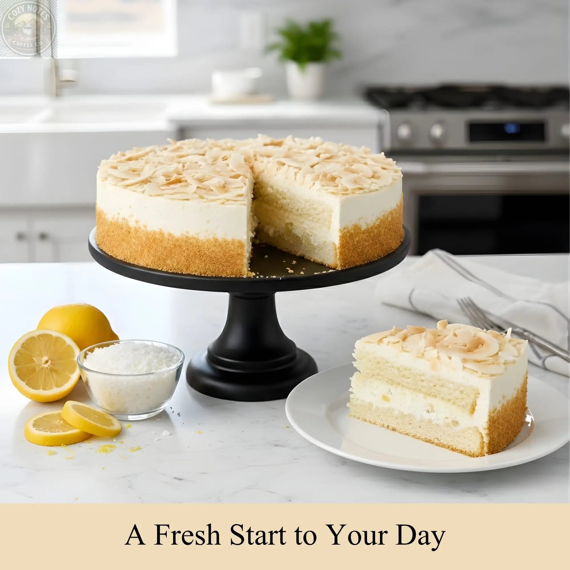 Andy Anand Lemon Coconut Cake, 9-Inch, 2.9 lb – Vegan Gluten-Free & Dairy-Free, Fresh Meyer Lemon & Toasted Coconut, Birthday & Holiday Gift Andyanand