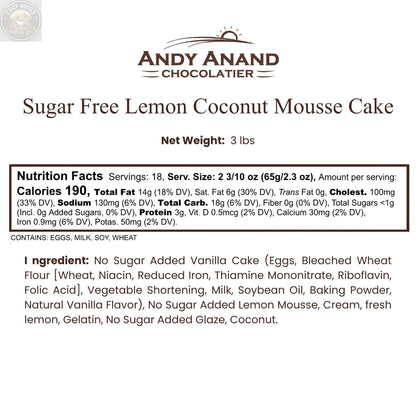Andy Anand Sugar-Free Lemon Coconut Cheesecake, 9-Inch, 2.9 lb – Keto, Bright Citrus & Toasted Coconut, Diabetic-Friendly Birthday Gift Andyanand
