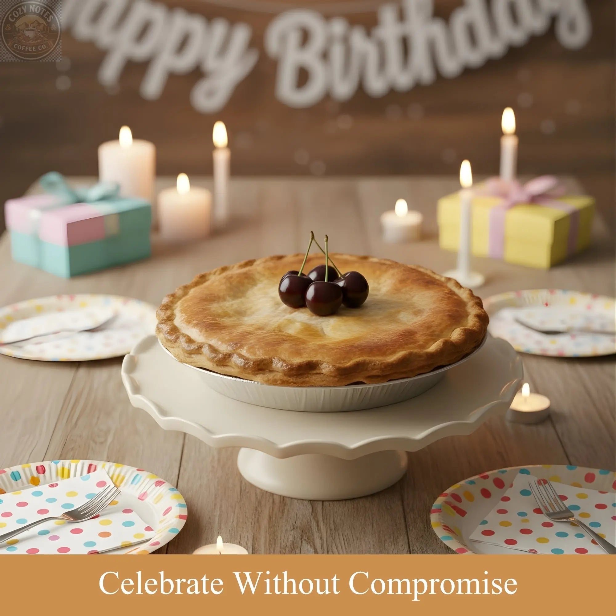 Andy Anand Sugar-Free Cherry Pie, 2.9 lb – Keto & Diabetic-Friendly, Whole Cherries, Flaky Crust, No Added Sugar, Birthday & Holiday Gift Andyanand