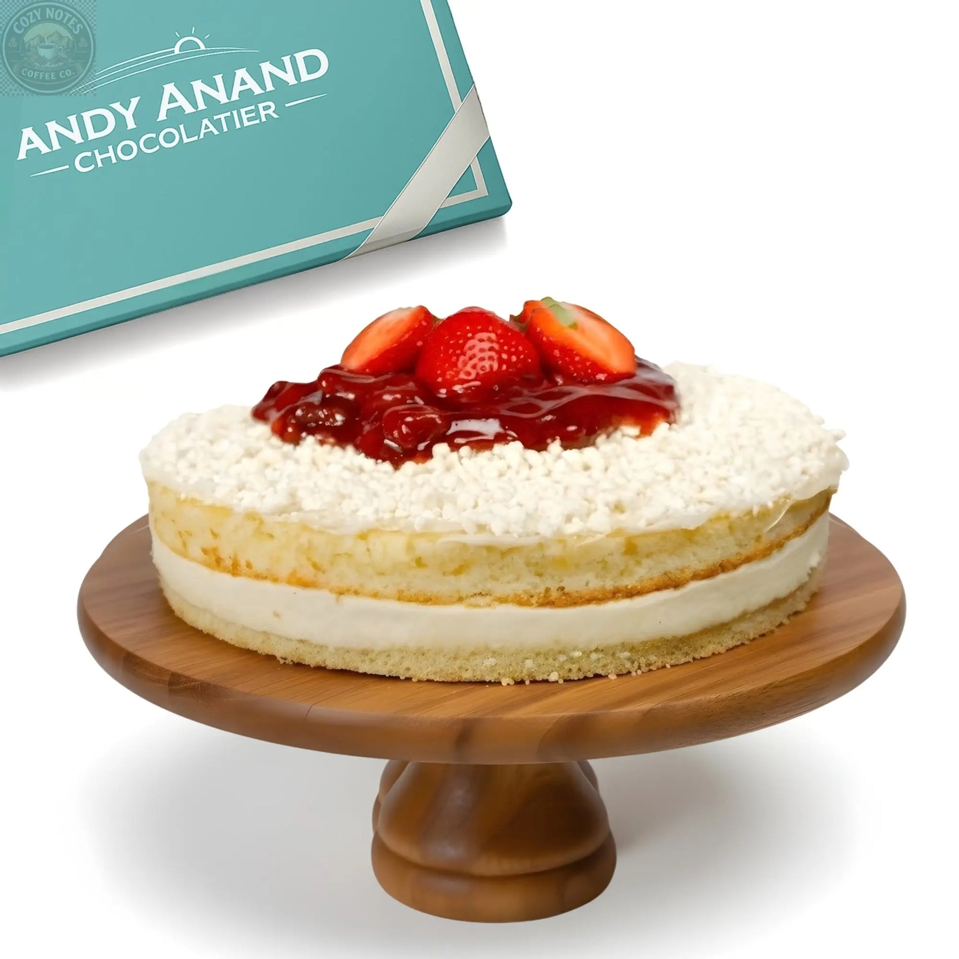 Andy Anand Sugar-Free White Chocolate Strawberry Cake, 2.5 lb – Keto & Diabetic-Friendly, Real Strawberries, Creamy White Chocolate Gift Andyanand