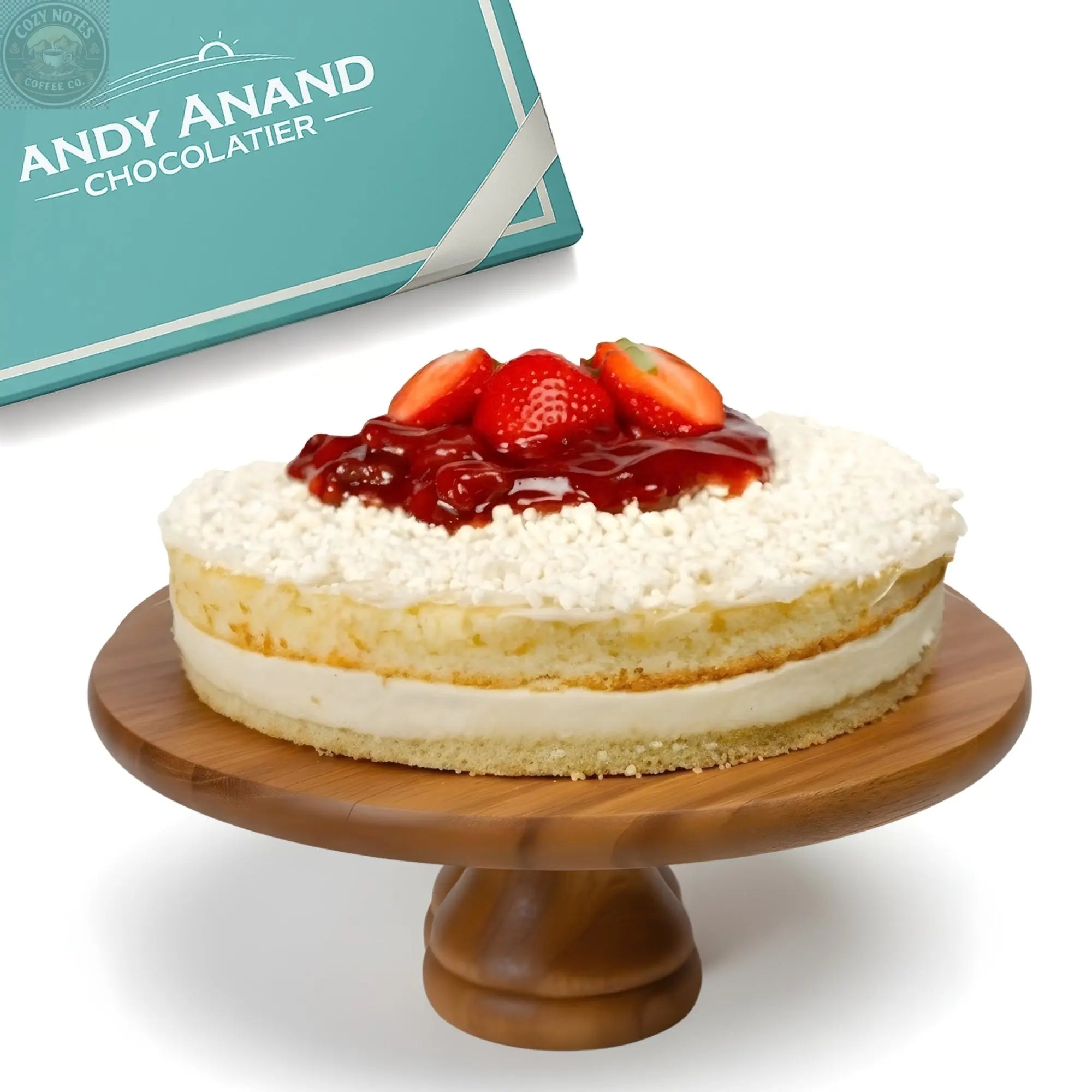Andy Anand Sugar-Free White Chocolate Strawberry Cake, 2.5 lb – Keto & Diabetic-Friendly, Real Strawberries, Creamy White Chocolate Gift Andyanand