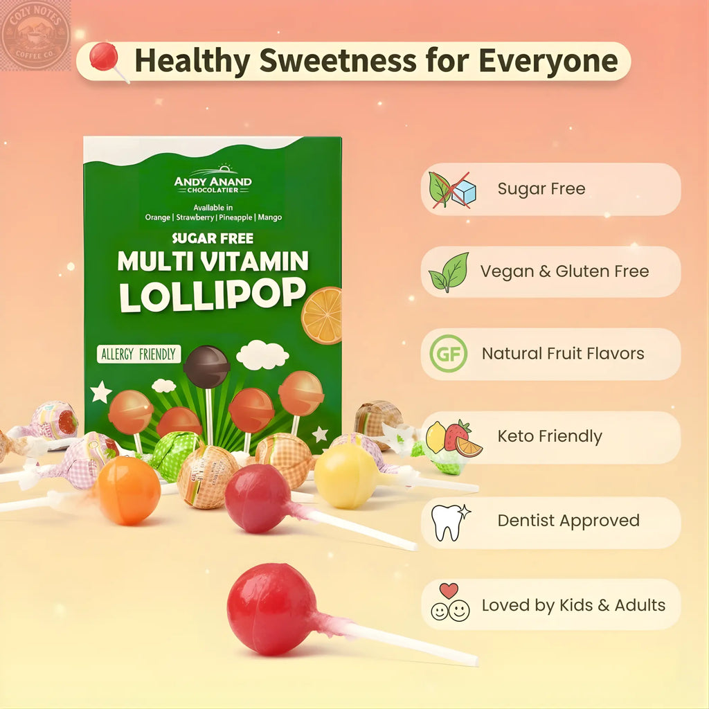 Andy Anand Sugar-Free Lollipops, 29 ct, 8.8 oz – Natural Fruit Flavors, Keto, Vegan, Gluten-Free & Dye-Free, Birthday & Holiday Gift Box Andyanand
