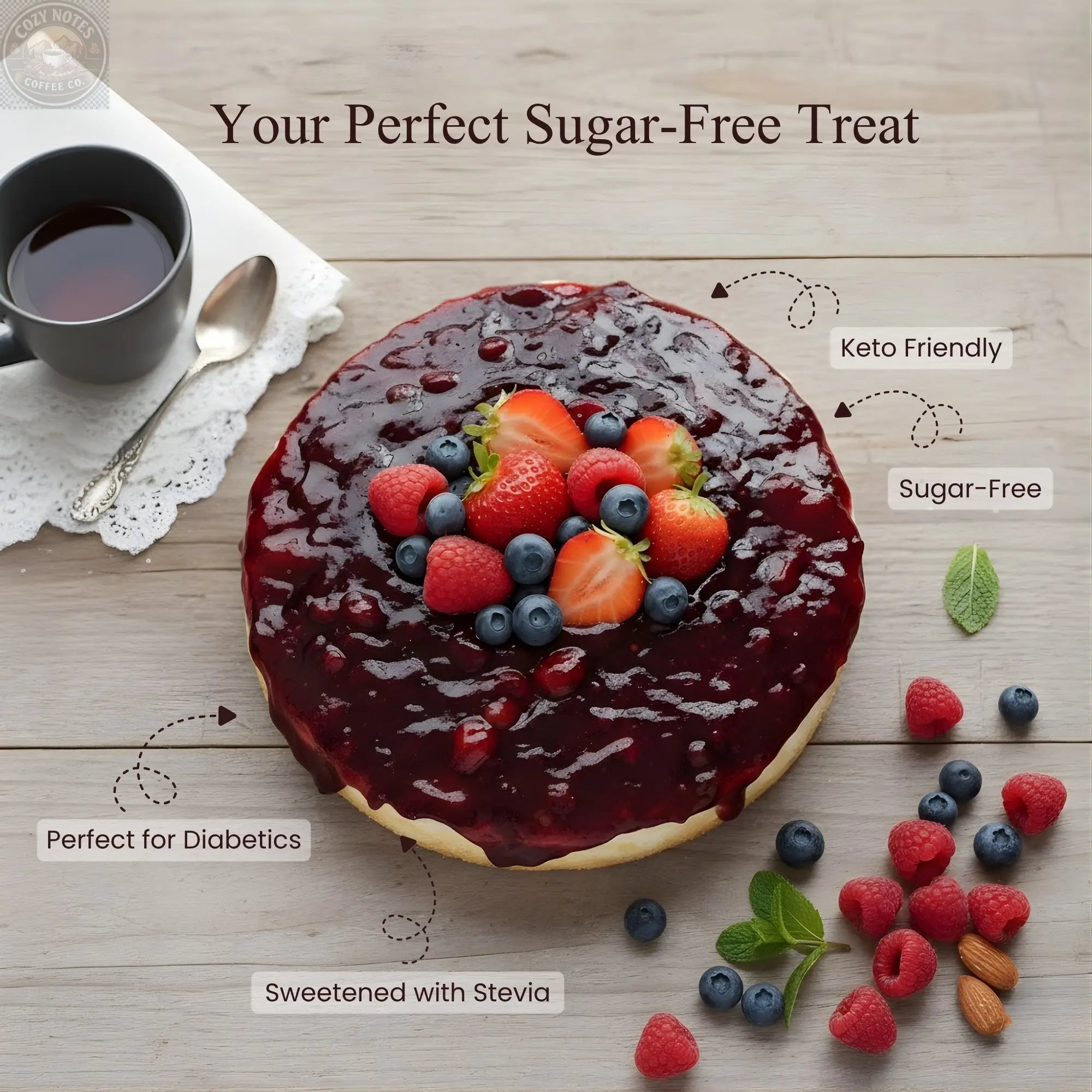 Andy Anand Sugar-Free Wild Berry Cake, 2.5 lb – Keto & Diabetic-Friendly, Mixed Berries, Moist Sponge, No Preservatives, Birthday Gift Box Andyanand