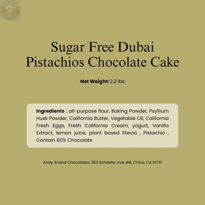 Andy Anand Sugar-Free Dubai Pistachio Chocolate Cake, 2.2 lb – Kataifi, Pistachio Cream, Keto & Diabetic-Friendly Viral Birthday Gift Box Andyanand