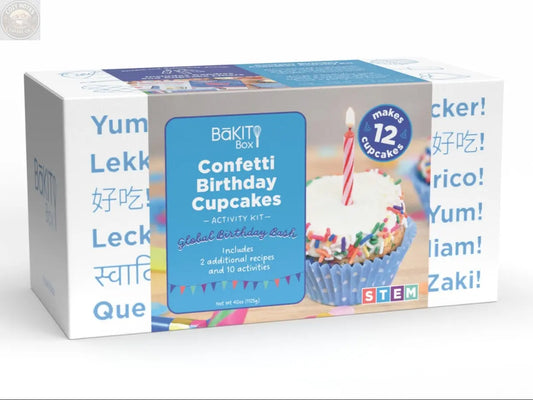 Confetti Birthday Cupcakes Activity Kit + Candles and Liners BāKIT Box