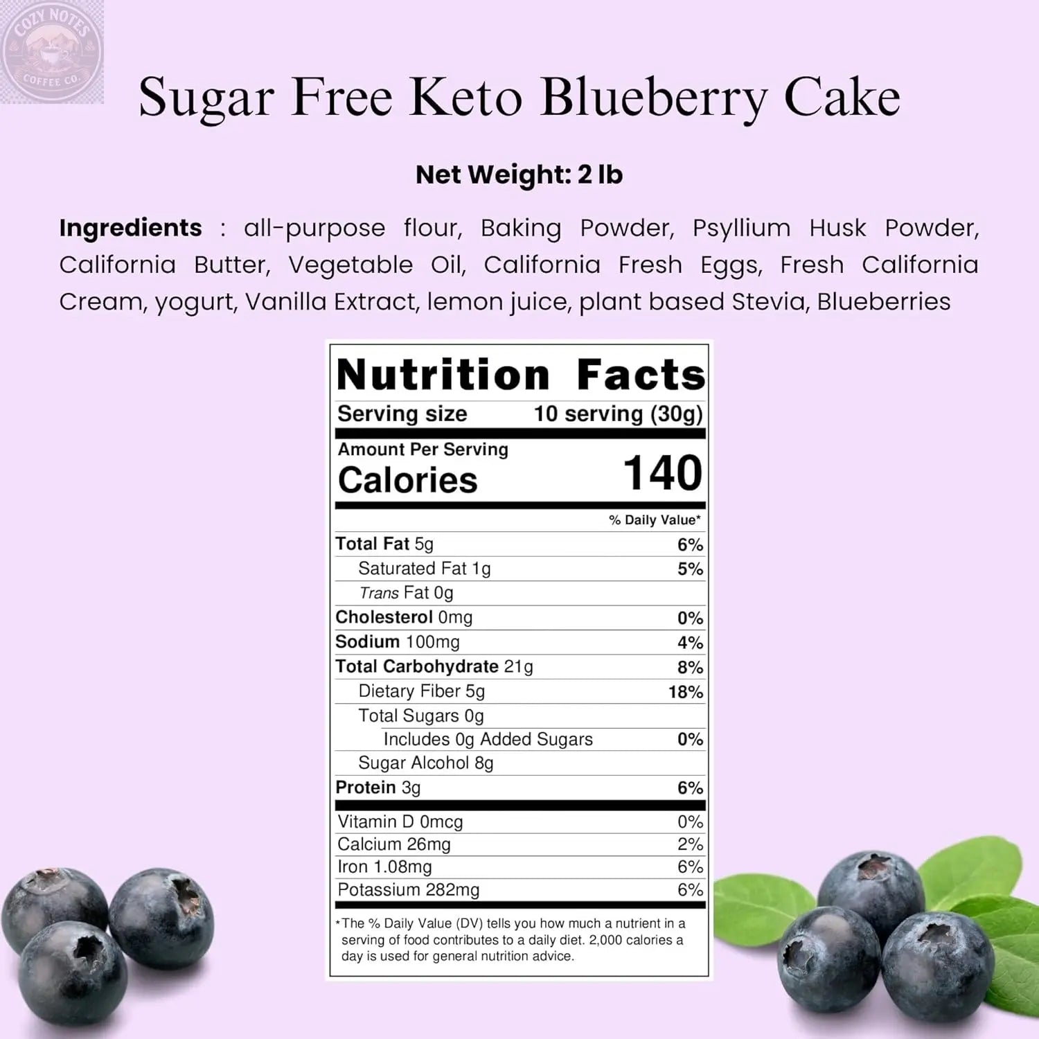 Andy Anand Sugar-Free Dunked Blueberry Cake, 2.5 lb – Keto & Diabetic-Friendly, Fresh Blueberry Juice Infused, No Preservatives Gift Box Andyanand
