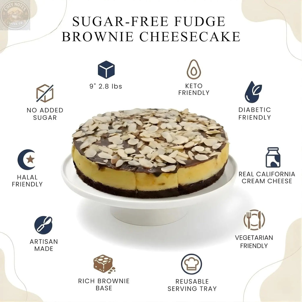 Andy Anand Fudge Brownie Cheesecake, 9-Inch, 2.8 lb – Halal, Real California Cream Cheese, No Preservatives, Birthday & Holiday Gift Box Andyanand