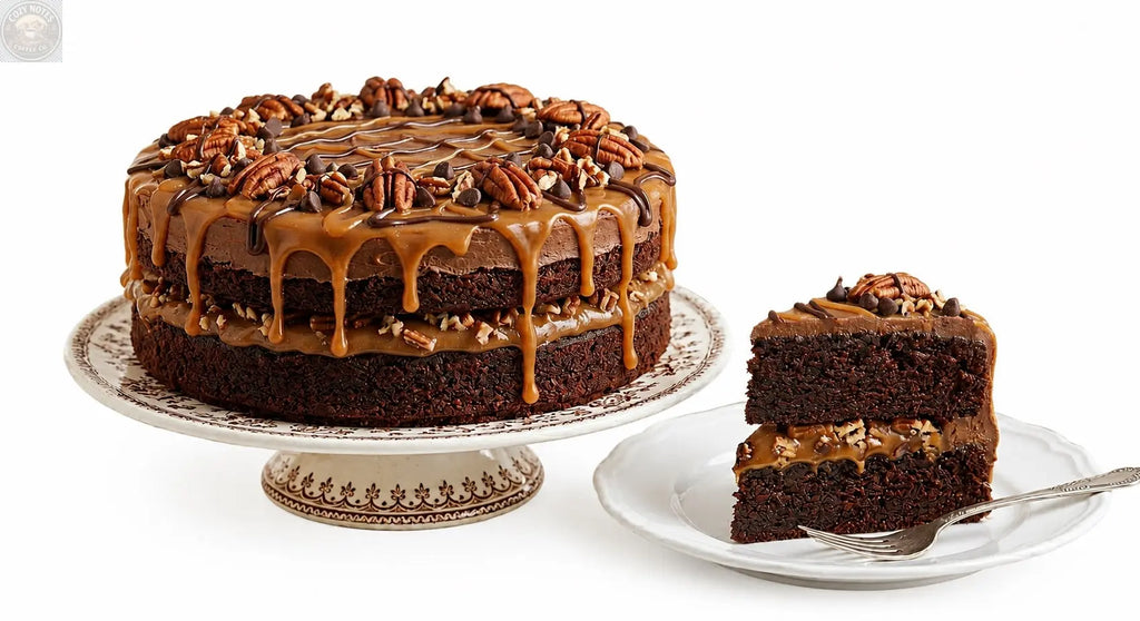 Andy Anand SUGAR-FREE TURTLE PECAN CAKE — RICH CHOCOLATE, DECADENT CARAMEL &amp; TOASTED PECANS, ZERO ADDED SUGAR, 2.8 LBS: Layers of moist dark chocolate cake, buttery caramel filling, and premium roasted pecans. Andyanand