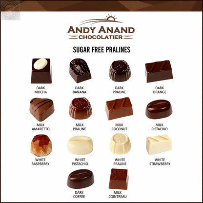 Andy Anand Sugar-Free Luxury Belgian Chocolate Truffles, 25 pc – Espresso, Hazelnut, Strawberry, Coconut, Cherry, Diabetic-Friendly Gift Andyanand