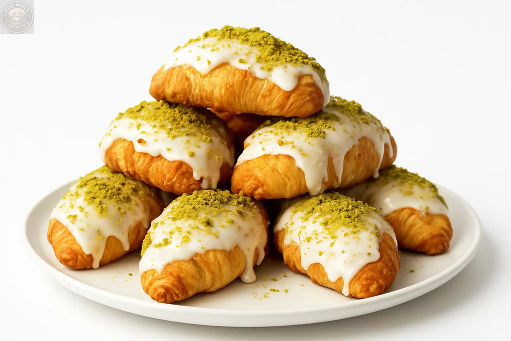 Andy Anand White Chocolate Pistachio Croissant Cake, 10 pc, 2 lb – Hand-Rolled French Butter Croissants, Gourmet Birthday Gift Box Andyanand