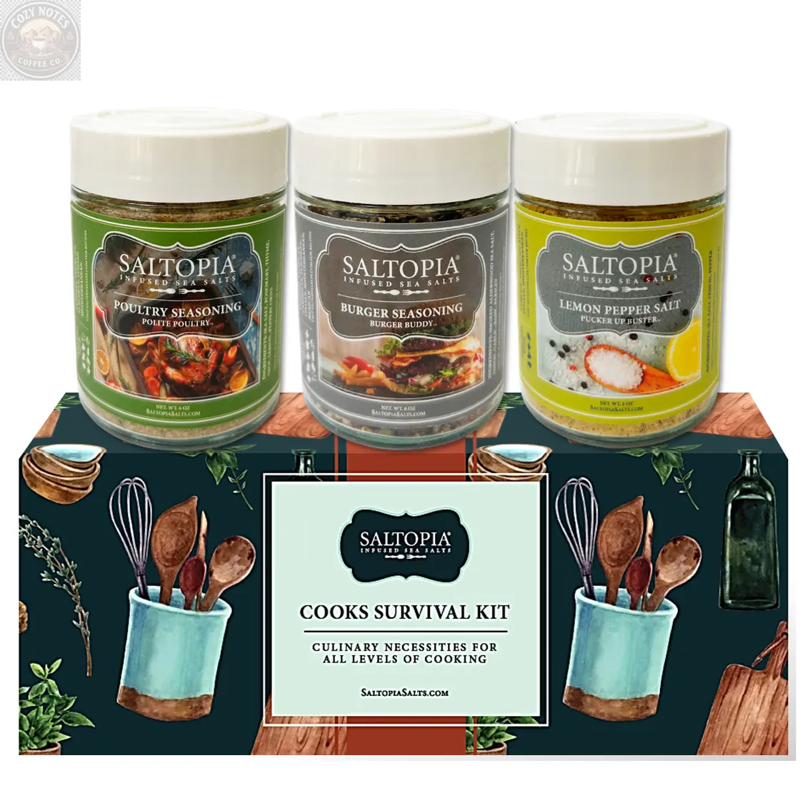 Kitchen Favorite Flavors Gift Set: COOKS SURVIVAL KIT SALTOPIA Infused Sea Salts