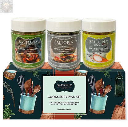 Kitchen Favorite Flavors Gift Set: COOKS SURVIVAL KIT SALTOPIA Infused Sea Salts