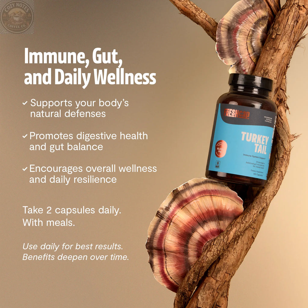 Organic Turkey Tail Mushroom Capsules FreshCap Mushrooms